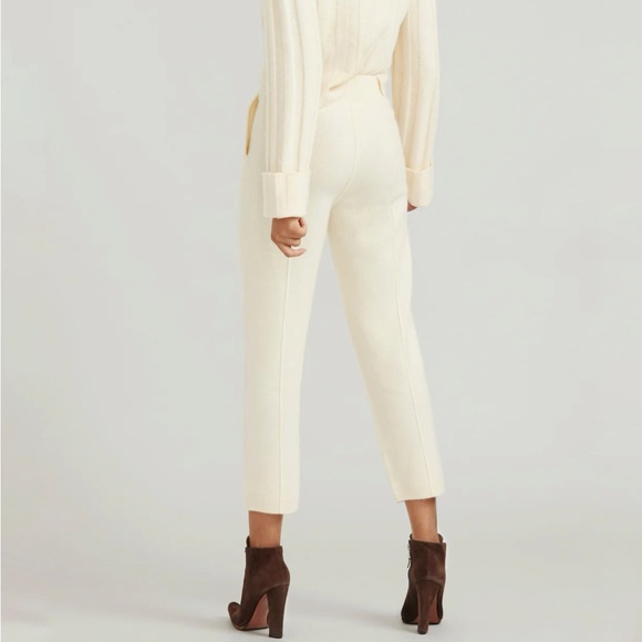 LoveShackFancy Foxglove beige cream high waisted cropped relax fit cashmere pant - Picture 2 of 12